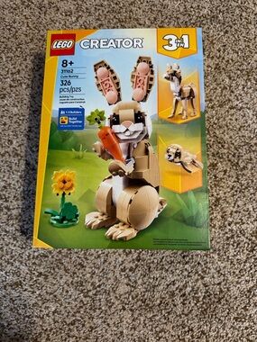 Lego Creator 3-in-1 Tan Bunny with Orange Carrot and Yellow Flower